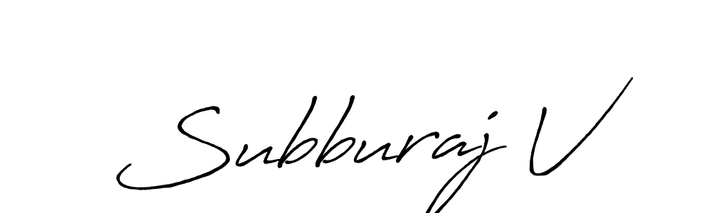 Create a beautiful signature design for name Subburaj V. With this signature (Antro_Vectra_Bolder) fonts, you can make a handwritten signature for free. Subburaj V signature style 7 images and pictures png