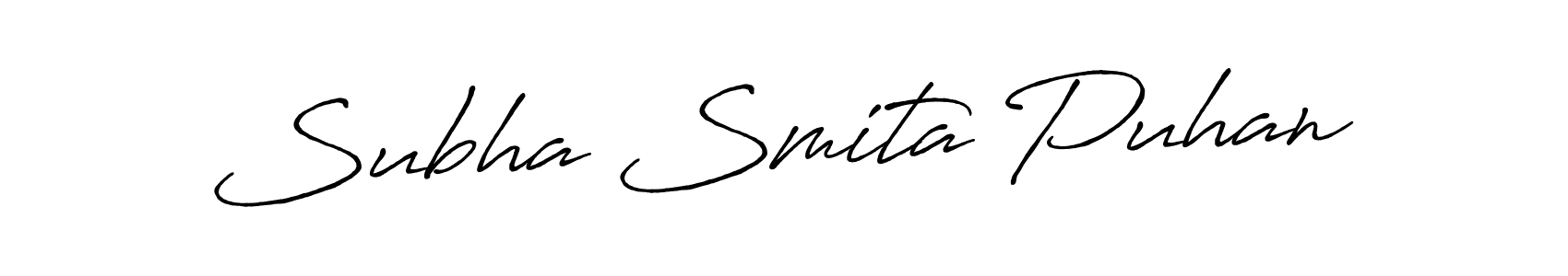 The best way (Antro_Vectra_Bolder) to make a short signature is to pick only two or three words in your name. The name Subha Smita Puhan include a total of six letters. For converting this name. Subha Smita Puhan signature style 7 images and pictures png