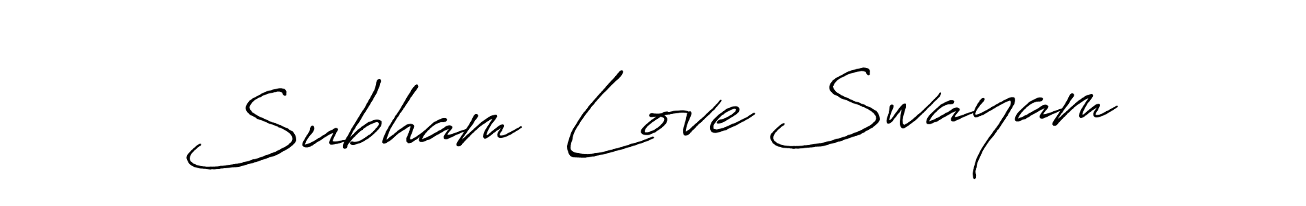 How to make Subham  Love Swayam name signature. Use Antro_Vectra_Bolder style for creating short signs online. This is the latest handwritten sign. Subham  Love Swayam signature style 7 images and pictures png