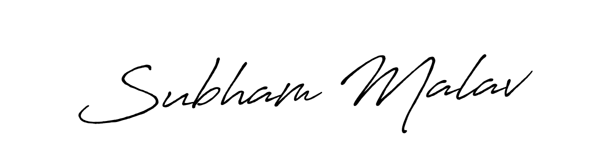 Create a beautiful signature design for name Subham Malav. With this signature (Antro_Vectra_Bolder) fonts, you can make a handwritten signature for free. Subham Malav signature style 7 images and pictures png