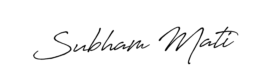 How to make Subham Mati name signature. Use Antro_Vectra_Bolder style for creating short signs online. This is the latest handwritten sign. Subham Mati signature style 7 images and pictures png