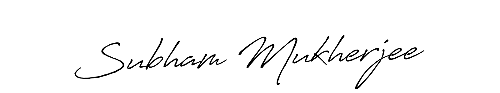 Create a beautiful signature design for name Subham Mukherjee. With this signature (Antro_Vectra_Bolder) fonts, you can make a handwritten signature for free. Subham Mukherjee signature style 7 images and pictures png