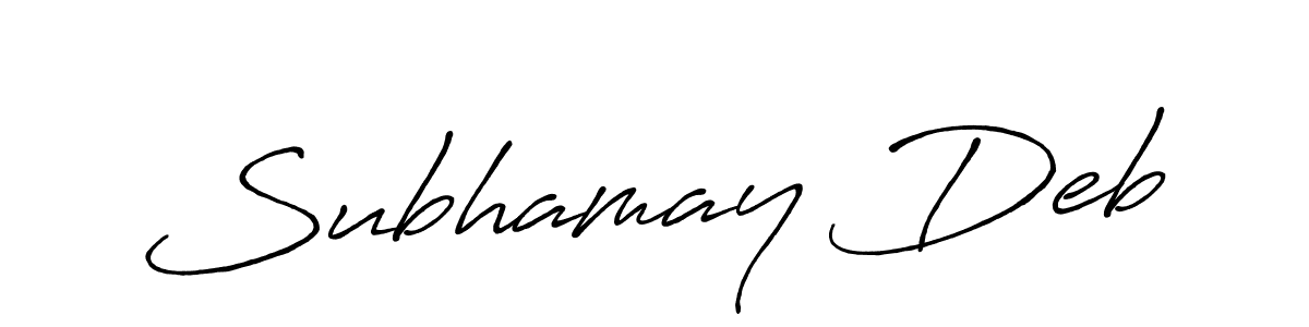 You should practise on your own different ways (Antro_Vectra_Bolder) to write your name (Subhamay Deb) in signature. don't let someone else do it for you. Subhamay Deb signature style 7 images and pictures png