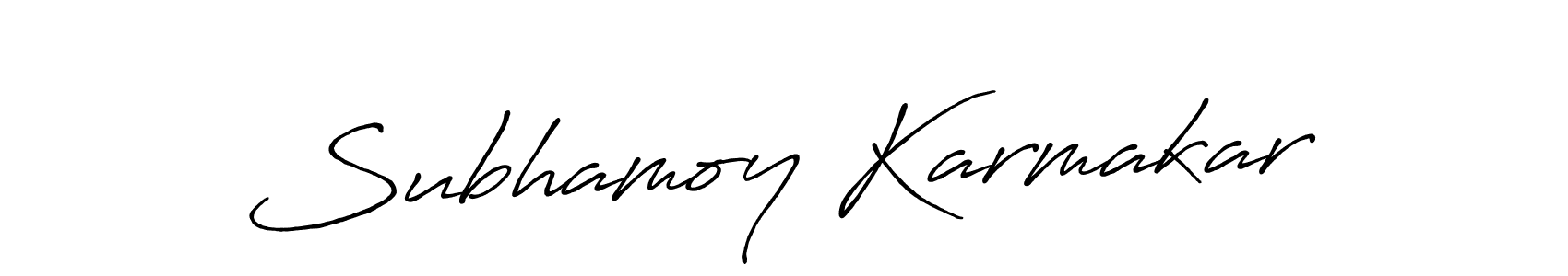 How to make Subhamoy Karmakar name signature. Use Antro_Vectra_Bolder style for creating short signs online. This is the latest handwritten sign. Subhamoy Karmakar signature style 7 images and pictures png