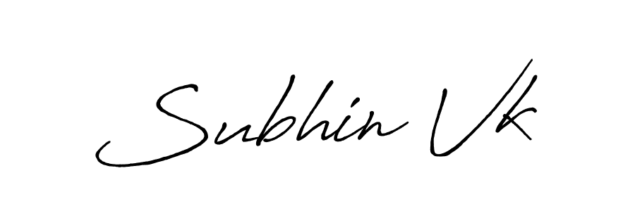 Subhin Vk stylish signature style. Best Handwritten Sign (Antro_Vectra_Bolder) for my name. Handwritten Signature Collection Ideas for my name Subhin Vk. Subhin Vk signature style 7 images and pictures png