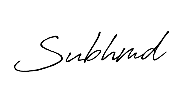 Use a signature maker to create a handwritten signature online. With this signature software, you can design (Antro_Vectra_Bolder) your own signature for name Subhmd. Subhmd signature style 7 images and pictures png