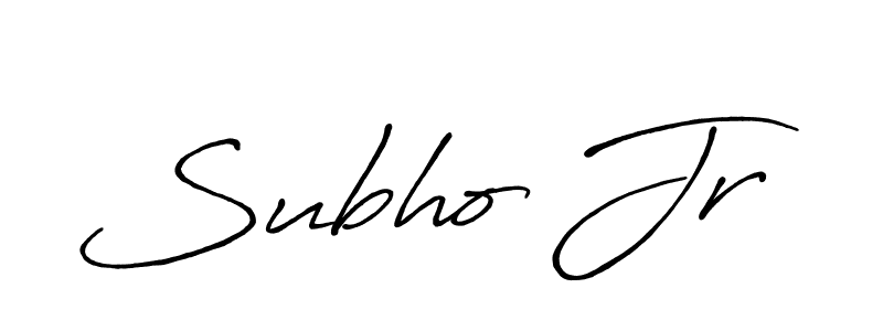 The best way (Antro_Vectra_Bolder) to make a short signature is to pick only two or three words in your name. The name Subho Jr include a total of six letters. For converting this name. Subho Jr signature style 7 images and pictures png