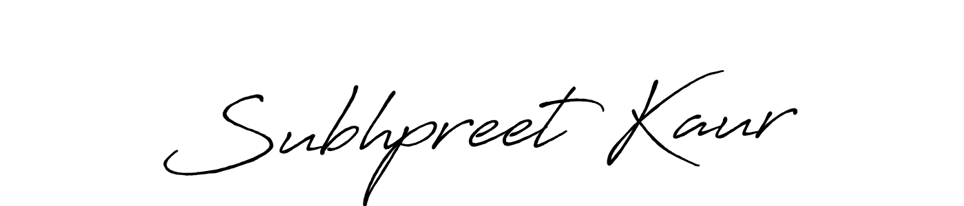 Create a beautiful signature design for name Subhpreet Kaur. With this signature (Antro_Vectra_Bolder) fonts, you can make a handwritten signature for free. Subhpreet Kaur signature style 7 images and pictures png