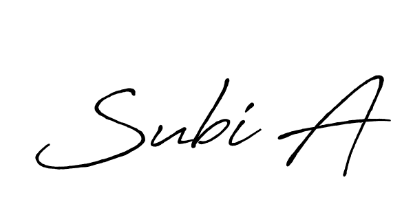 Subi A stylish signature style. Best Handwritten Sign (Antro_Vectra_Bolder) for my name. Handwritten Signature Collection Ideas for my name Subi A. Subi A signature style 7 images and pictures png