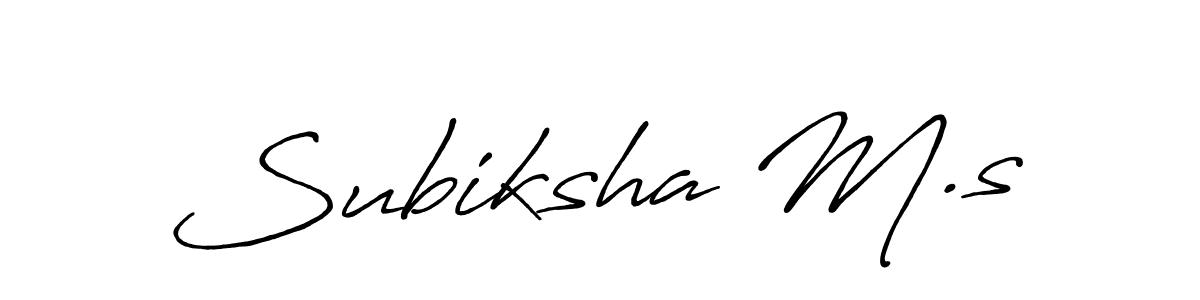 Also You can easily find your signature by using the search form. We will create Subiksha M.s name handwritten signature images for you free of cost using Antro_Vectra_Bolder sign style. Subiksha M.s signature style 7 images and pictures png