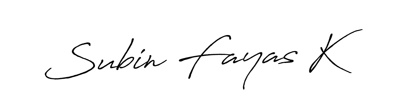 The best way (Antro_Vectra_Bolder) to make a short signature is to pick only two or three words in your name. The name Subin Fayas K include a total of six letters. For converting this name. Subin Fayas K signature style 7 images and pictures png