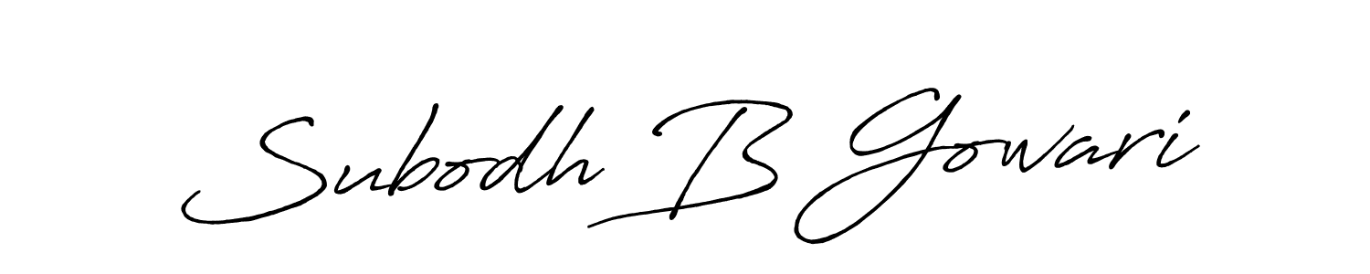 Make a beautiful signature design for name Subodh B Gowari. With this signature (Antro_Vectra_Bolder) style, you can create a handwritten signature for free. Subodh B Gowari signature style 7 images and pictures png