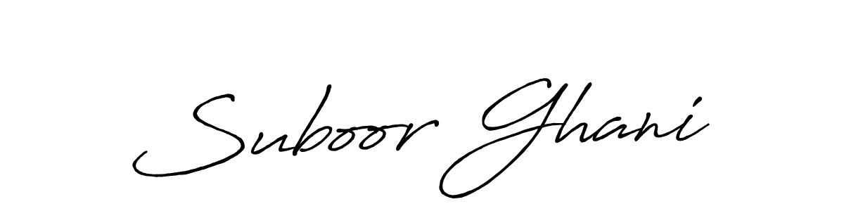 Create a beautiful signature design for name Suboor Ghani. With this signature (Antro_Vectra_Bolder) fonts, you can make a handwritten signature for free. Suboor Ghani signature style 7 images and pictures png