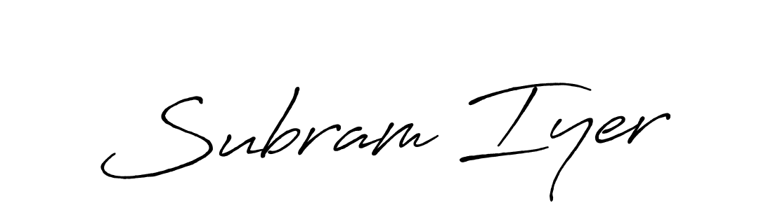 You should practise on your own different ways (Antro_Vectra_Bolder) to write your name (Subram Iyer) in signature. don't let someone else do it for you. Subram Iyer signature style 7 images and pictures png