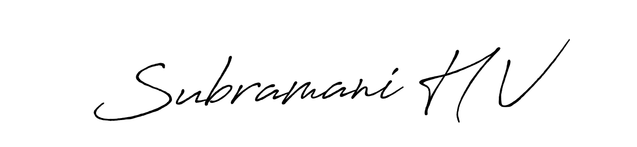 Create a beautiful signature design for name Subramani H V. With this signature (Antro_Vectra_Bolder) fonts, you can make a handwritten signature for free. Subramani H V signature style 7 images and pictures png