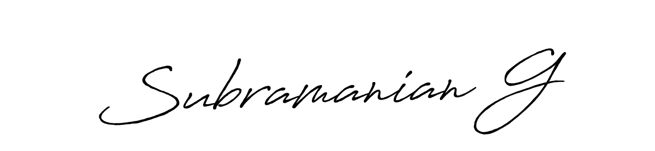 The best way (Antro_Vectra_Bolder) to make a short signature is to pick only two or three words in your name. The name Subramanian G include a total of six letters. For converting this name. Subramanian G signature style 7 images and pictures png