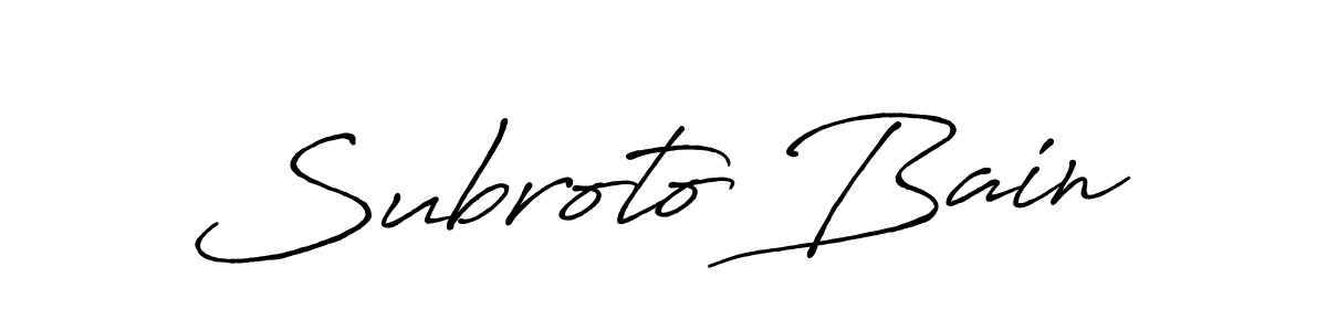 Use a signature maker to create a handwritten signature online. With this signature software, you can design (Antro_Vectra_Bolder) your own signature for name Subroto Bain. Subroto Bain signature style 7 images and pictures png