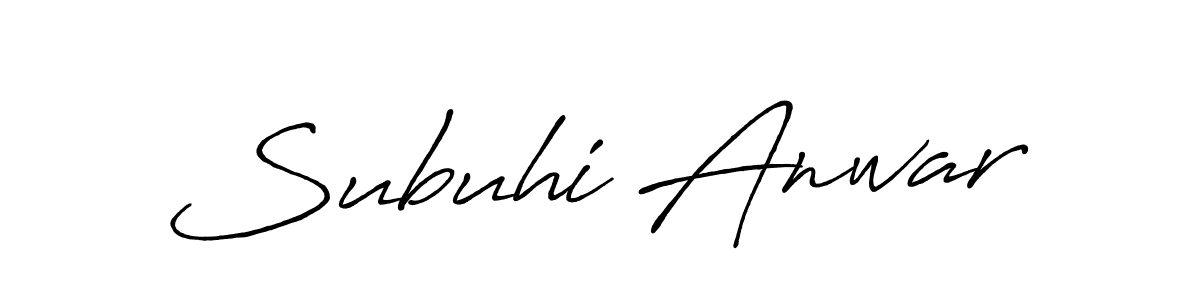 How to make Subuhi Anwar name signature. Use Antro_Vectra_Bolder style for creating short signs online. This is the latest handwritten sign. Subuhi Anwar signature style 7 images and pictures png