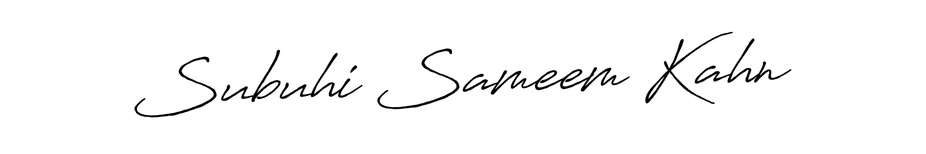 Use a signature maker to create a handwritten signature online. With this signature software, you can design (Antro_Vectra_Bolder) your own signature for name Subuhi Sameem Kahn. Subuhi Sameem Kahn signature style 7 images and pictures png