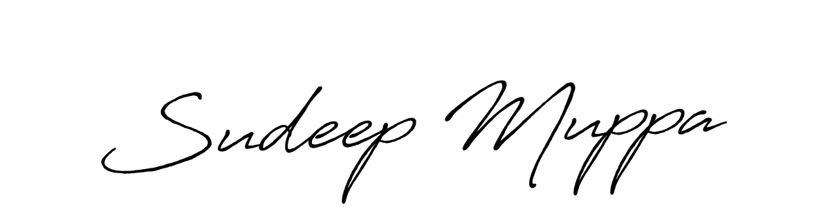 Create a beautiful signature design for name Sudeep Muppa. With this signature (Antro_Vectra_Bolder) fonts, you can make a handwritten signature for free. Sudeep Muppa signature style 7 images and pictures png