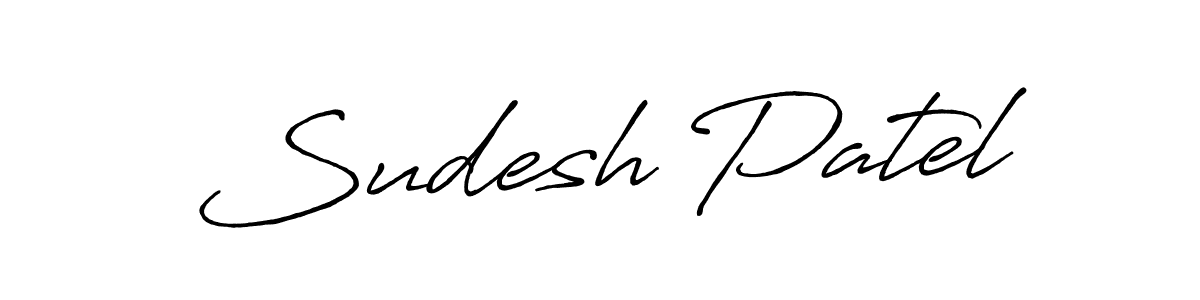 How to make Sudesh Patel name signature. Use Antro_Vectra_Bolder style for creating short signs online. This is the latest handwritten sign. Sudesh Patel signature style 7 images and pictures png