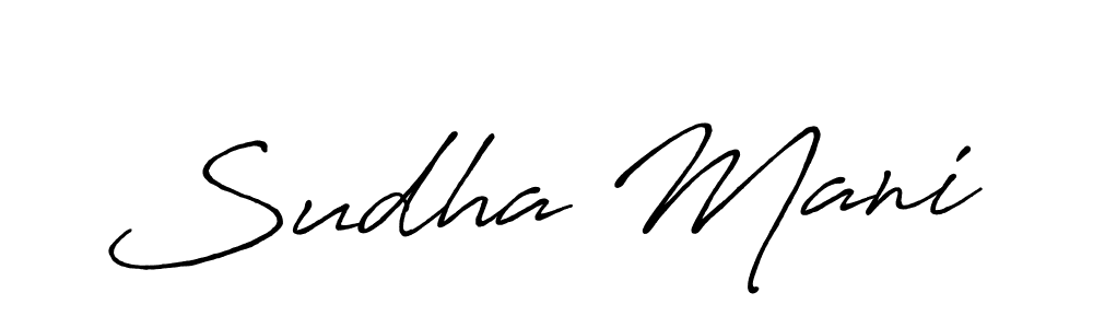 Use a signature maker to create a handwritten signature online. With this signature software, you can design (Antro_Vectra_Bolder) your own signature for name Sudha Mani. Sudha Mani signature style 7 images and pictures png