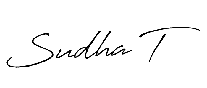 Make a beautiful signature design for name Sudha T. With this signature (Antro_Vectra_Bolder) style, you can create a handwritten signature for free. Sudha T signature style 7 images and pictures png