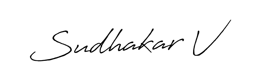 Create a beautiful signature design for name Sudhakar V. With this signature (Antro_Vectra_Bolder) fonts, you can make a handwritten signature for free. Sudhakar V signature style 7 images and pictures png