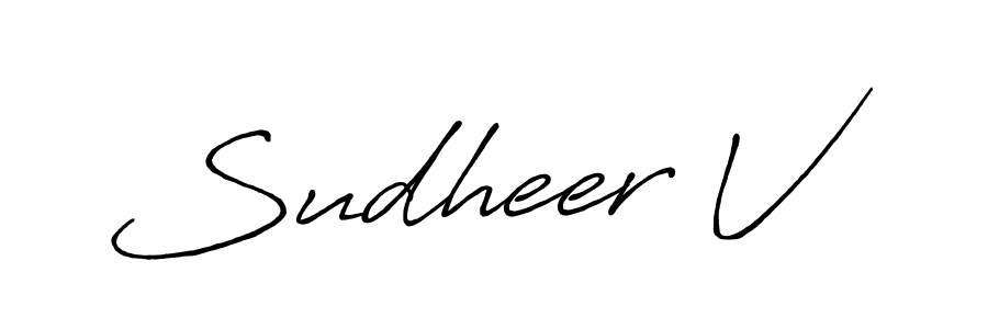 The best way (Antro_Vectra_Bolder) to make a short signature is to pick only two or three words in your name. The name Sudheer V include a total of six letters. For converting this name. Sudheer V signature style 7 images and pictures png