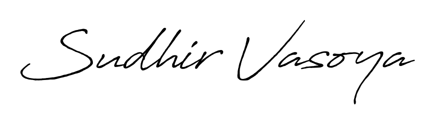 Quickly download Sudhir Vasoya name signature in high-resolution PNG using Antro_Vectra_Bolder style. Ready to insert into PDFs and online applications. Sudhir Vasoya signature style 7 images and pictures png