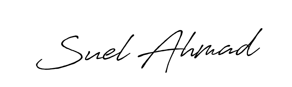 Make a beautiful signature design for name Suel Ahmad. With this signature (Antro_Vectra_Bolder) style, you can create a handwritten signature for free. Suel Ahmad signature style 7 images and pictures png