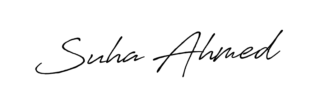 Create a beautiful signature design for name Suha Ahmed. With this signature (Antro_Vectra_Bolder) fonts, you can make a handwritten signature for free. Suha Ahmed signature style 7 images and pictures png