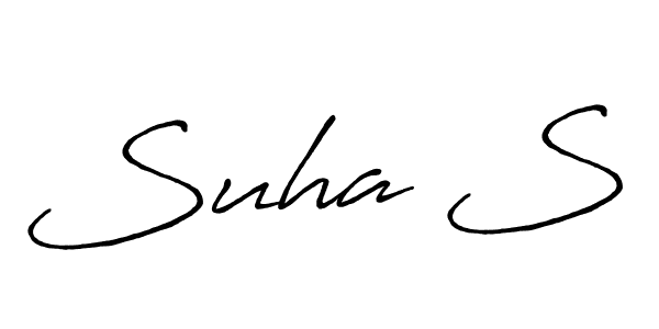 Also You can easily find your signature by using the search form. We will create Suha S name handwritten signature images for you free of cost using Antro_Vectra_Bolder sign style. Suha S signature style 7 images and pictures png