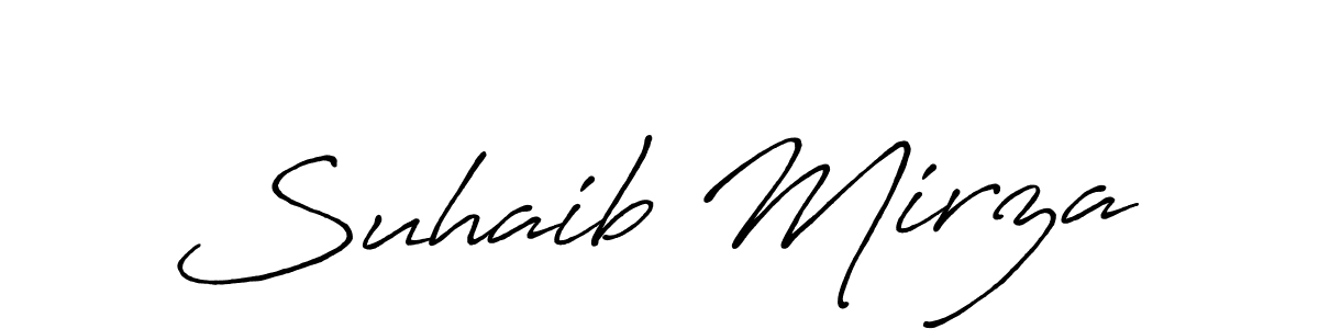 Make a beautiful signature design for name Suhaib Mirza. With this signature (Antro_Vectra_Bolder) style, you can create a handwritten signature for free. Suhaib Mirza signature style 7 images and pictures png