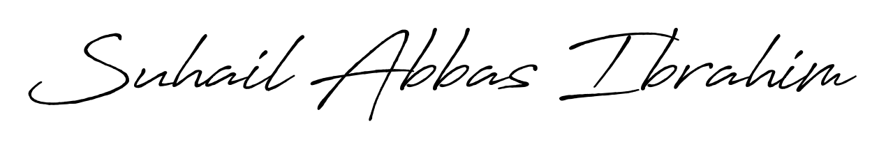 The Antro_Vectra_Bolder typeface gives name Suhail Abbas Ibrahim a refined look. Suitable for certificates, diplomas, and official verification. Suhail Abbas Ibrahim signature style 7 images and pictures png
