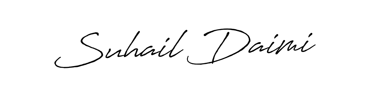 Make a beautiful signature design for name Suhail Daimi. With this signature (Antro_Vectra_Bolder) style, you can create a handwritten signature for free. Suhail Daimi signature style 7 images and pictures png