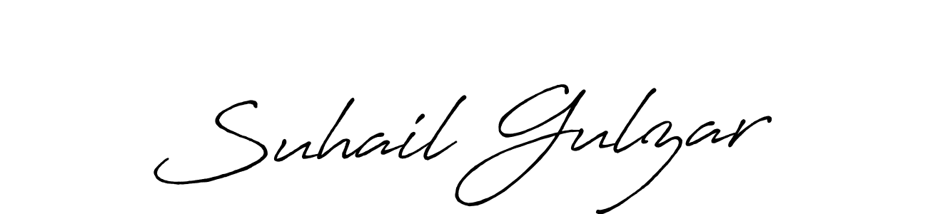 How to make Suhail Gulzar name signature. Use Antro_Vectra_Bolder style for creating short signs online. This is the latest handwritten sign. Suhail Gulzar signature style 7 images and pictures png