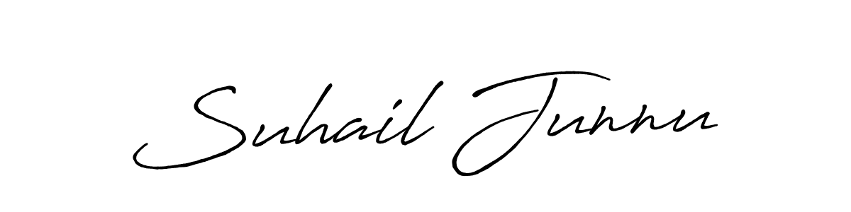 How to make Suhail Junnu name signature. Use Antro_Vectra_Bolder style for creating short signs online. This is the latest handwritten sign. Suhail Junnu signature style 7 images and pictures png