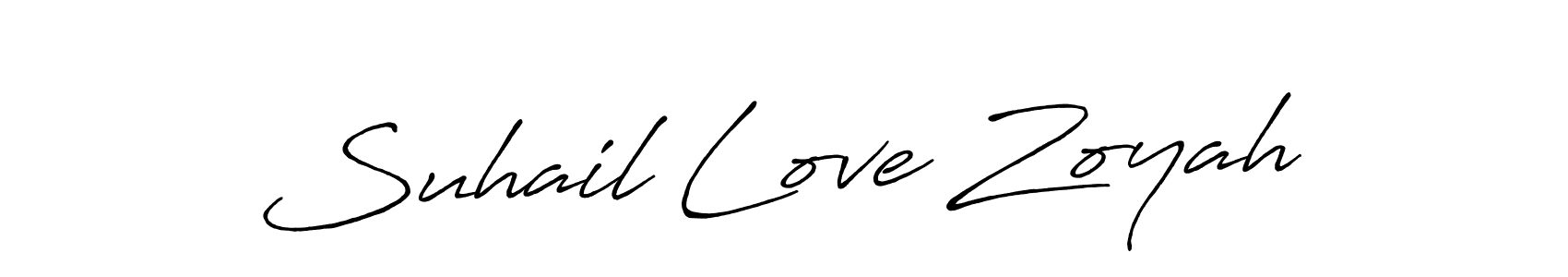 Make a beautiful signature design for name Suhail Love Zoyah. With this signature (Antro_Vectra_Bolder) style, you can create a handwritten signature for free. Suhail Love Zoyah signature style 7 images and pictures png