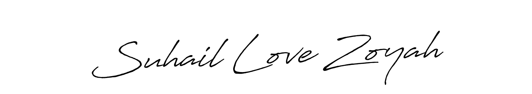 Make a beautiful signature design for name Suhail Love Zoyah. With this signature (Antro_Vectra_Bolder) style, you can create a handwritten signature for free. Suhail Love Zoyah signature style 7 images and pictures png