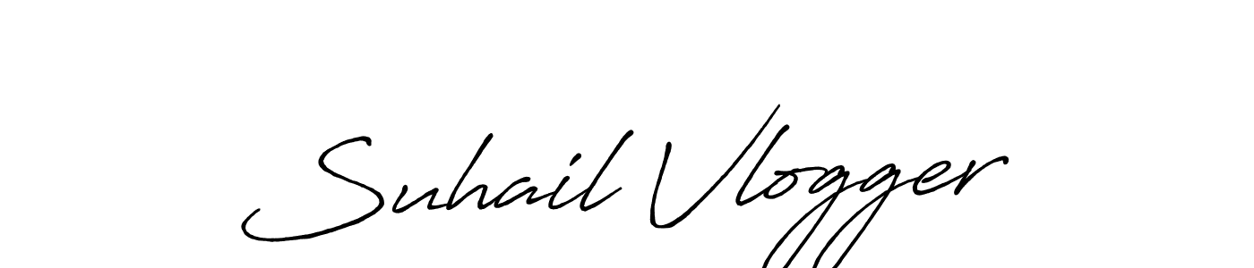 Use a signature maker to create a handwritten signature online. With this signature software, you can design (Antro_Vectra_Bolder) your own signature for name Suhail Vlogger. Suhail Vlogger signature style 7 images and pictures png