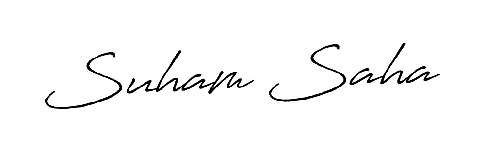 How to make Suham Saha name signature. Use Antro_Vectra_Bolder style for creating short signs online. This is the latest handwritten sign. Suham Saha signature style 7 images and pictures png