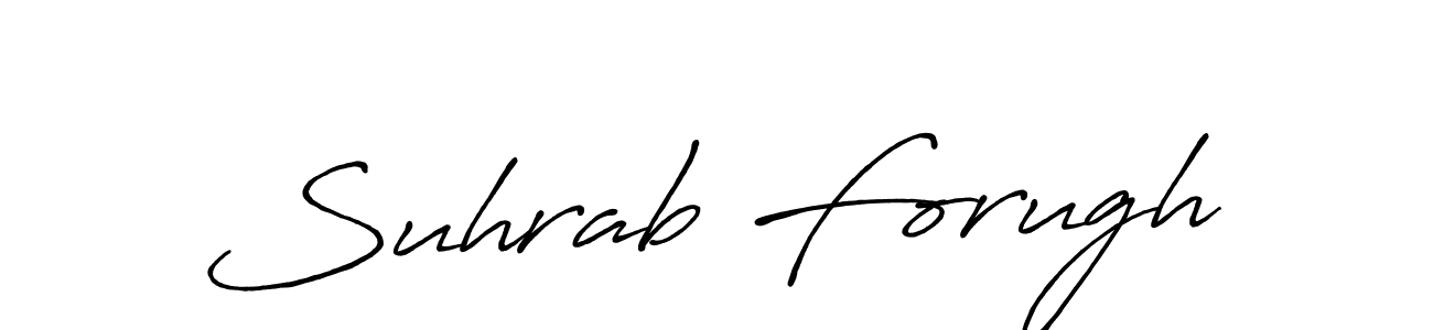 Create a beautiful signature design for name Suhrab Forugh. With this signature (Antro_Vectra_Bolder) fonts, you can make a handwritten signature for free. Suhrab Forugh signature style 7 images and pictures png