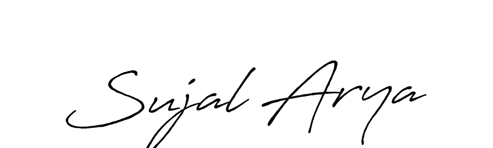 How to make Sujal Arya name signature. Use Antro_Vectra_Bolder style for creating short signs online. This is the latest handwritten sign. Sujal Arya signature style 7 images and pictures png