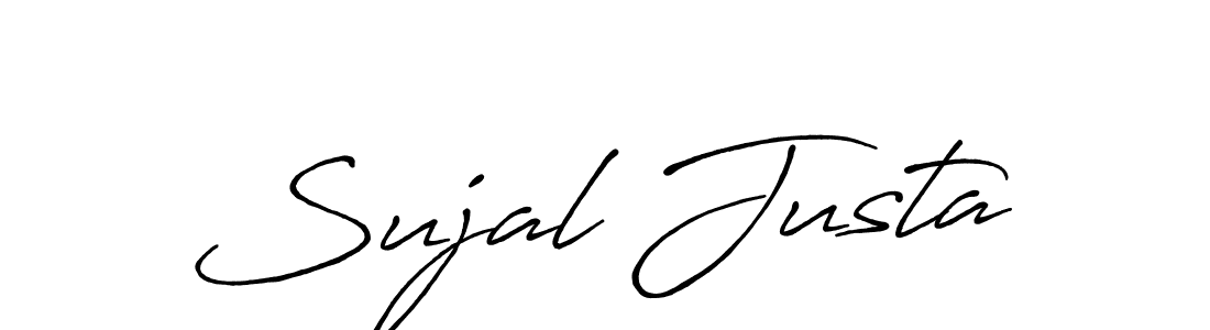 How to make Sujal Justa name signature. Use Antro_Vectra_Bolder style for creating short signs online. This is the latest handwritten sign. Sujal Justa signature style 7 images and pictures png