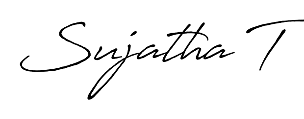 The Antro_Vectra_Bolder handwriting style adds charm and authenticity to name Sujatha T. A wonderful choice for personal thank-you notes. Sujatha T signature style 7 images and pictures png