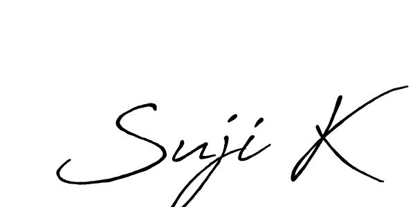 Similarly Antro_Vectra_Bolder is the best handwritten signature design. Signature creator online .You can use it as an online autograph creator for name Suji K. Suji K signature style 7 images and pictures png