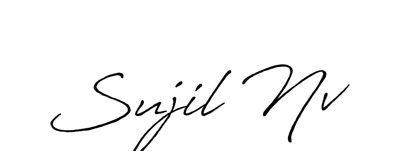 The best way (Antro_Vectra_Bolder) to make a short signature is to pick only two or three words in your name. The name Sujil Nv include a total of six letters. For converting this name. Sujil Nv signature style 7 images and pictures png