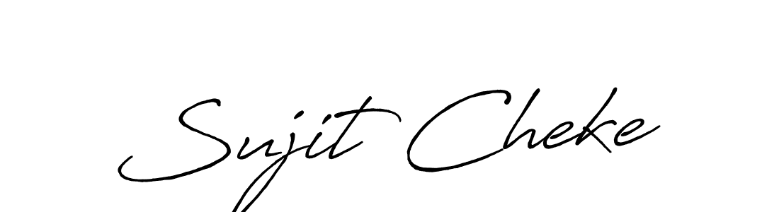 How to make Sujit Cheke name signature. Use Antro_Vectra_Bolder style for creating short signs online. This is the latest handwritten sign. Sujit Cheke signature style 7 images and pictures png