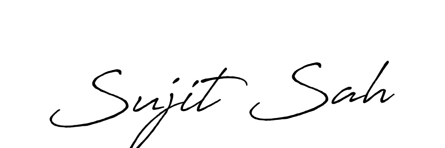 How to make Sujit Sah name signature. Use Antro_Vectra_Bolder style for creating short signs online. This is the latest handwritten sign. Sujit Sah signature style 7 images and pictures png